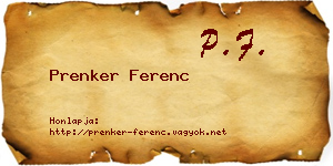 Prenker Ferenc névjegykártya